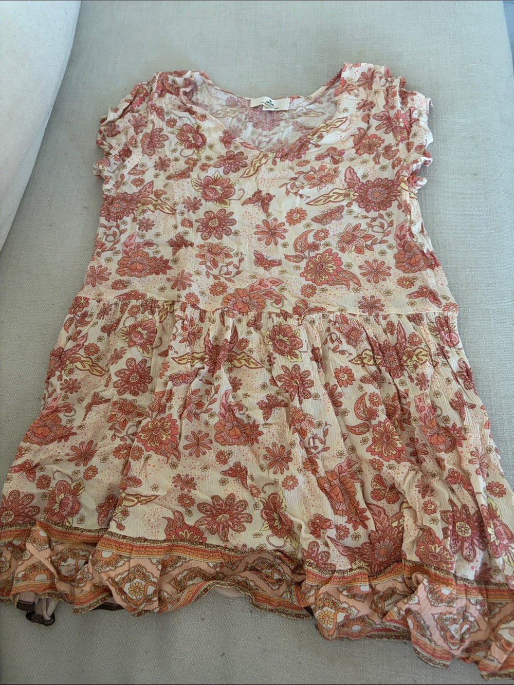 Girls Rip Curl Floral Gauze Top - Dusty Rose & Cream - size 14/L